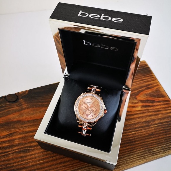 bebe Accessories - bebe Women’s rose gold bling watch